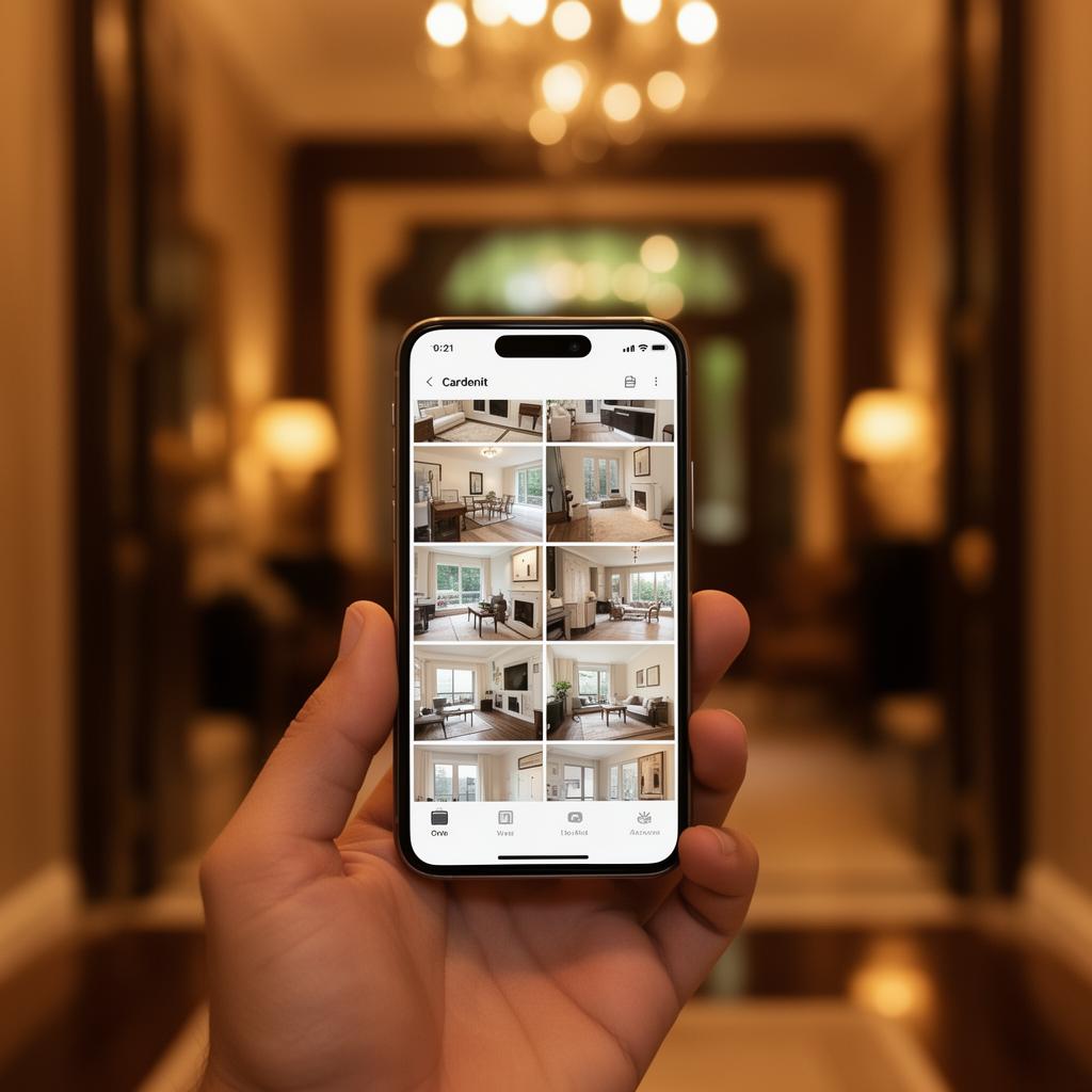 Mobile security app showing live camera view
